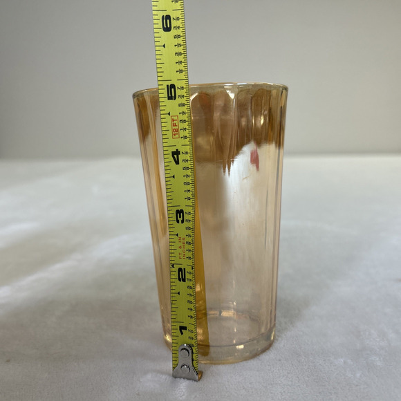 2 Vintage Peach Marigold Iridescent Carnival Glass Tumbler 5" Replacements Chrty - Picture 7 of 9